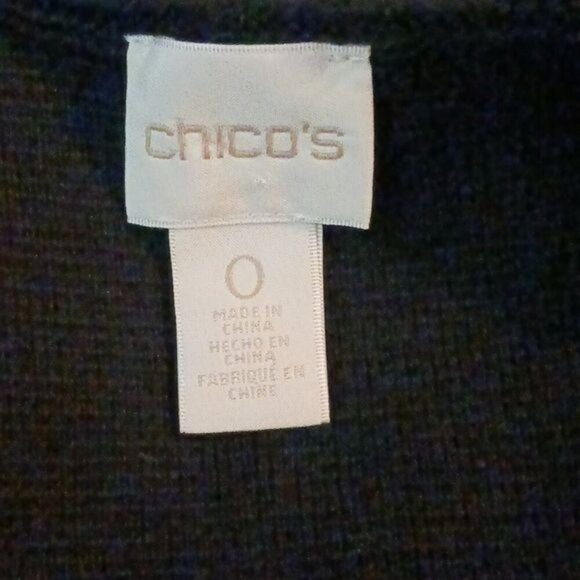 Chico's Cardigan Sweater Black White Knit Metallic One Button Womens Size XS - Picture 6 of 9